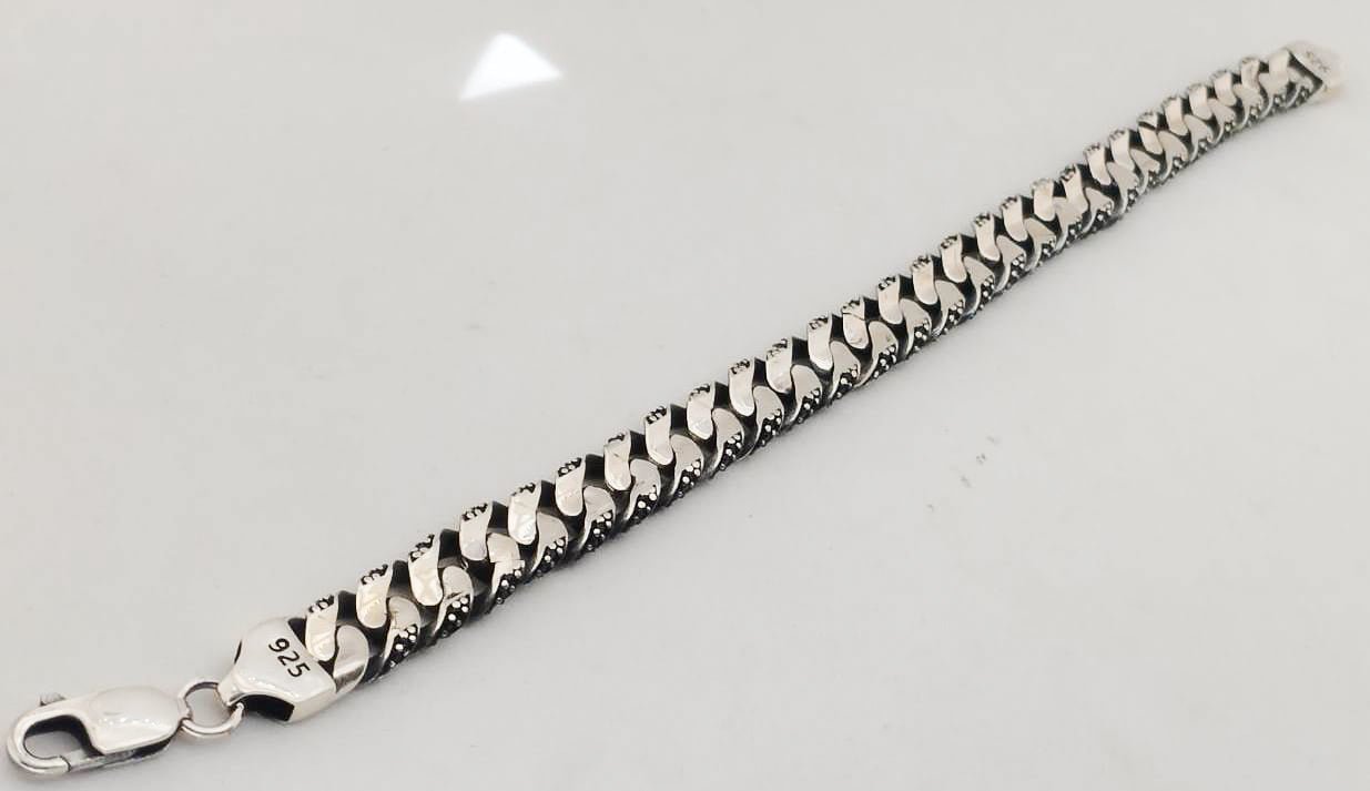 Cuban bracelet Handmade bracelet Sterling silver 925 10 mm Miami cuban link bracelet Men's silver bracelet Curb Link Bracelet Black CZ Diamonds - CUBAN