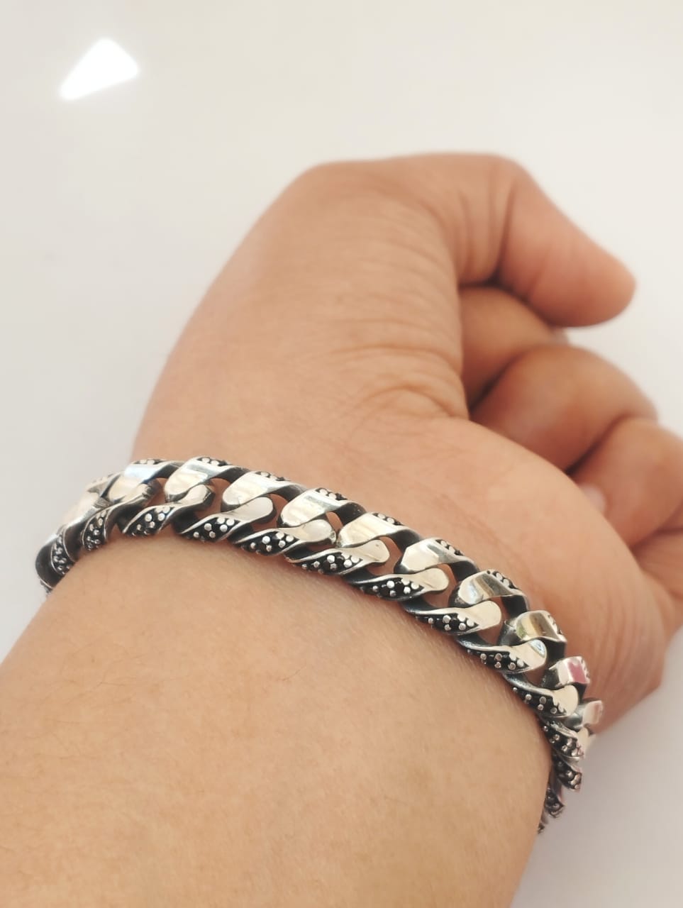 Cuban bracelet Handmade bracelet Sterling silver 925 10 mm Miami cuban link bracelet Men's silver bracelet Curb Link Bracelet Black CZ Diamonds - CUBAN