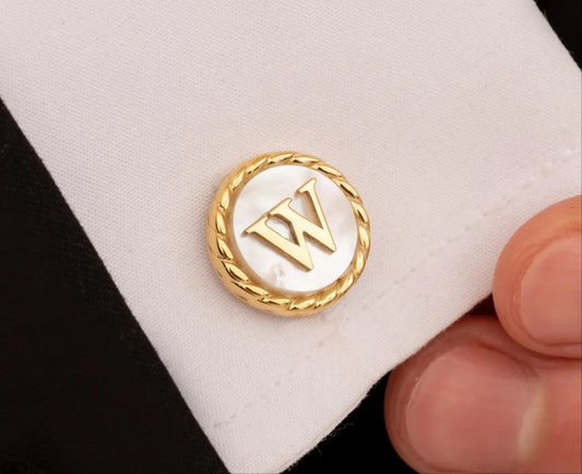 14k Gold Initials Cufflinks - Custom Cufflinks Groom