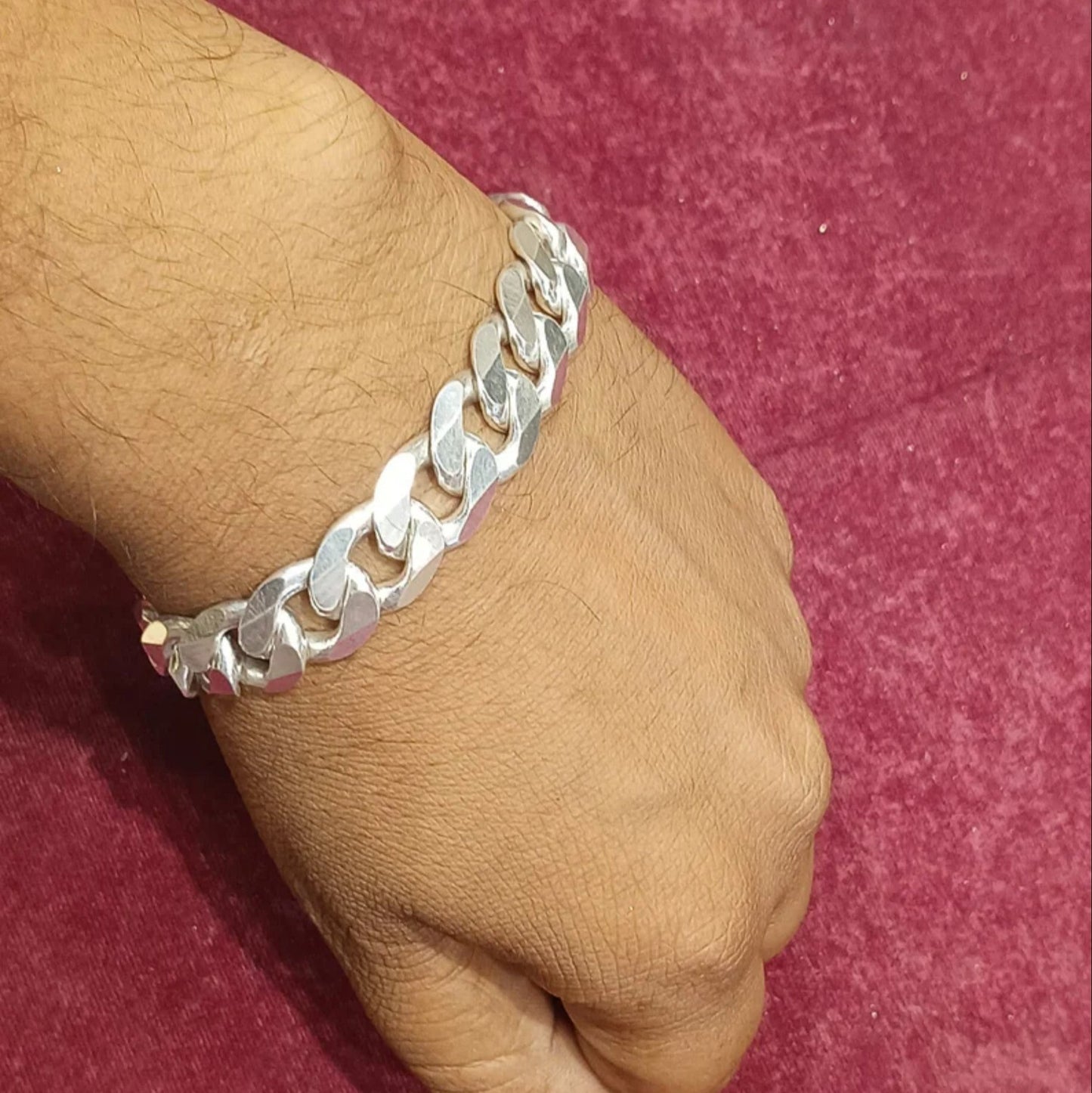 13mm,8inches,grams,solid 999 pure silver hand made cuban link.