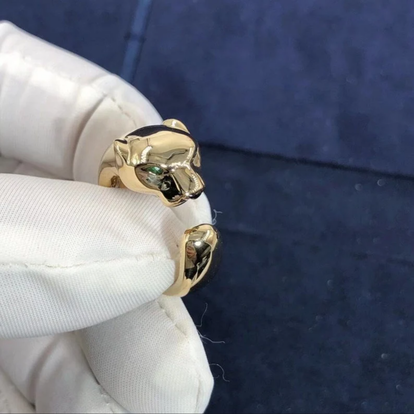 Gold Panther Moissanite Engagement Ring Panther Ring Green-eyed Panther Ring