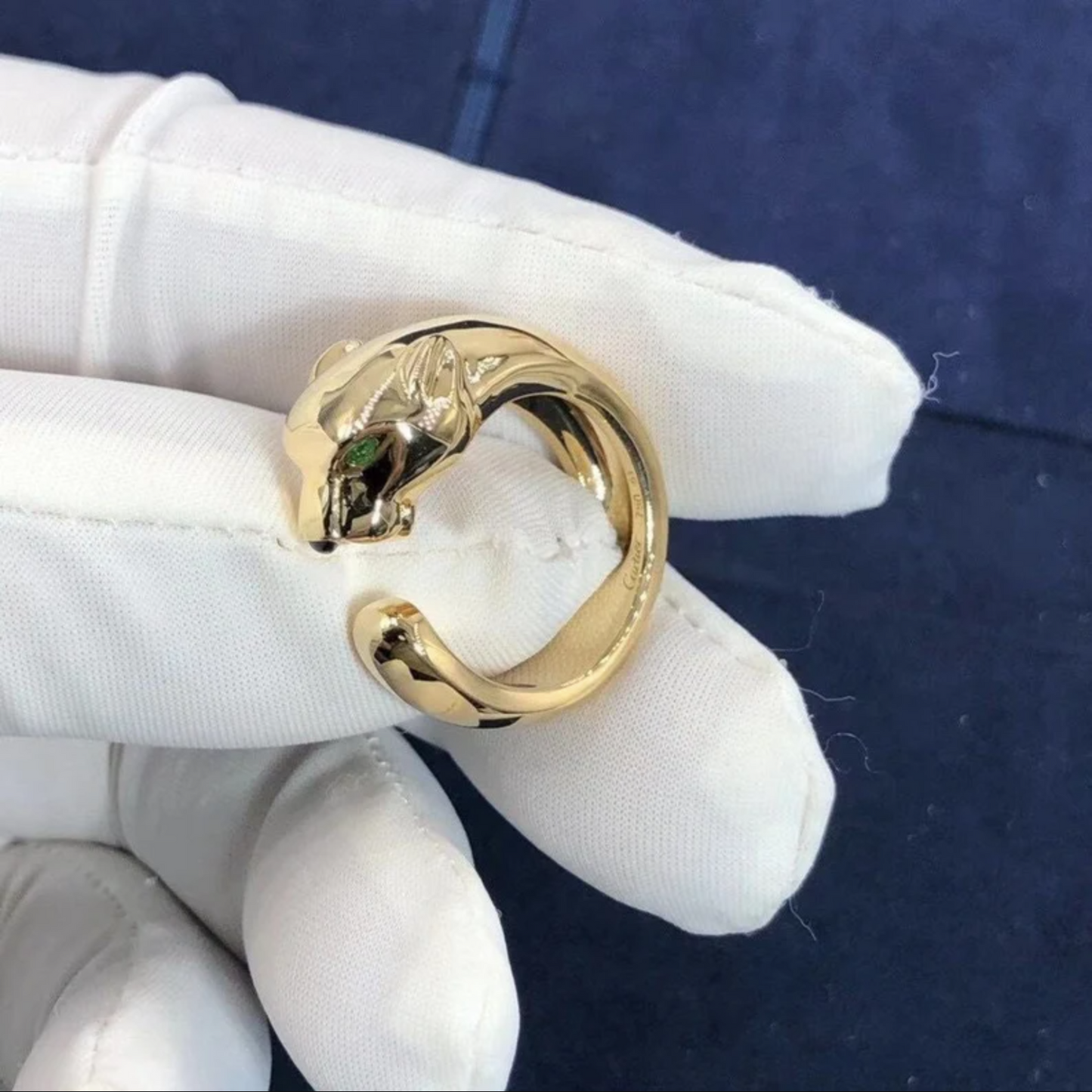 Gold Panther Moissanite Engagement Ring Panther Ring Green-eyed Panther Ring
