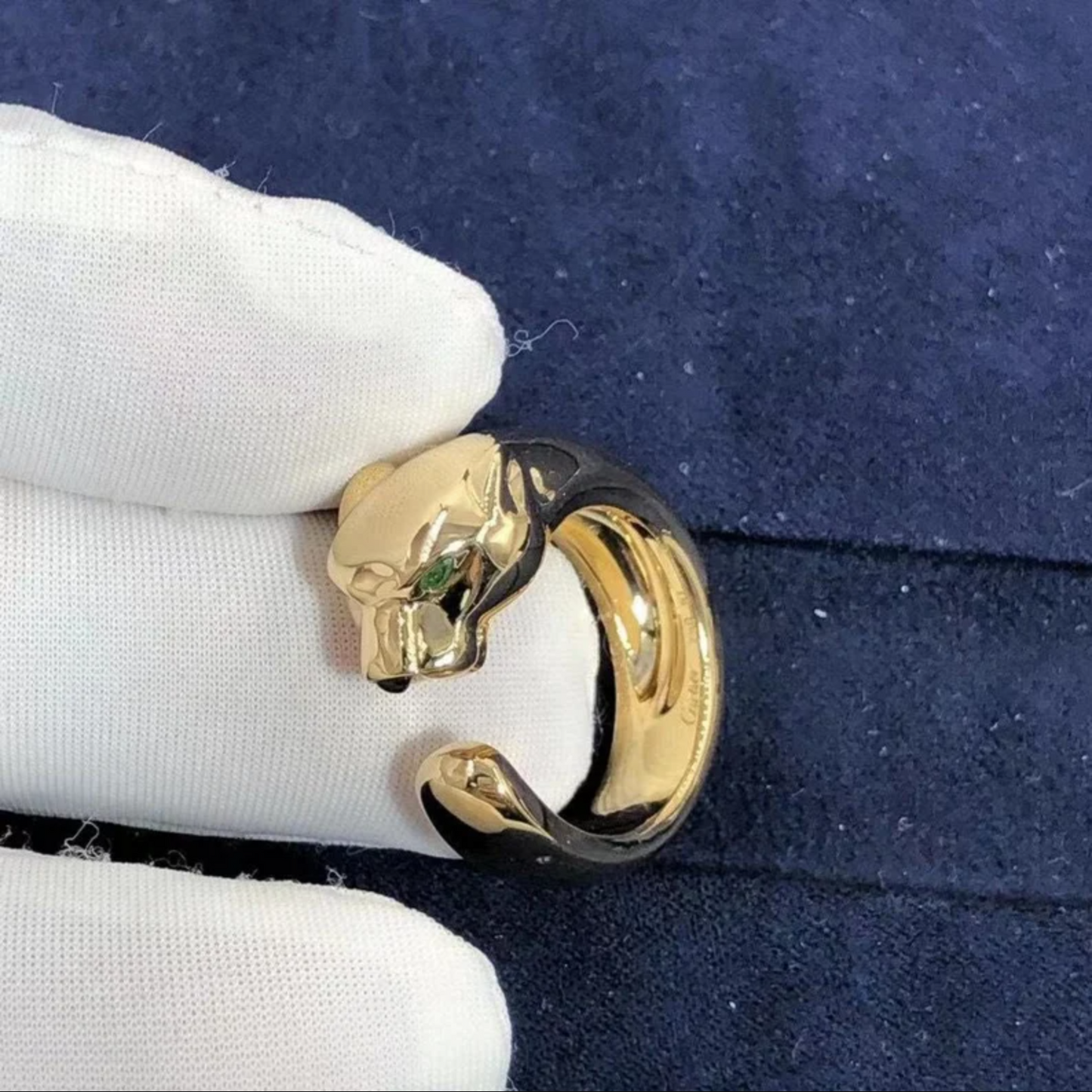 Gold Panther Moissanite Engagement Ring Panther Ring Green-eyed Panther Ring