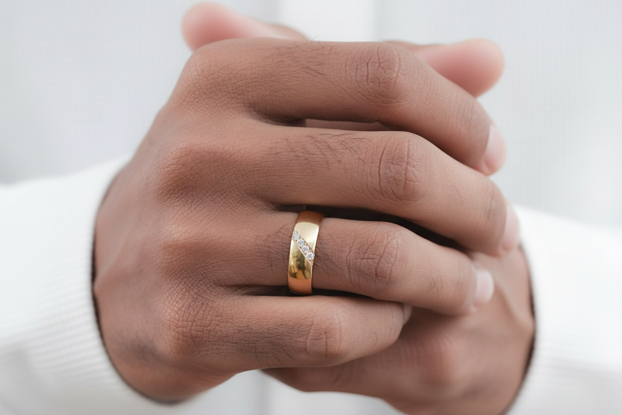 Diamond 14K Gold Ring Men