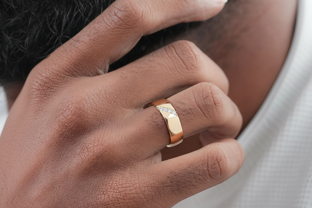Diamond 14K Gold Ring Men