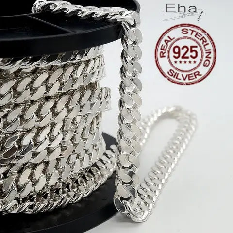 Solid silver Curb cuban link chain Miami 925 sterling silver men's chain hiphop for silver necklace man