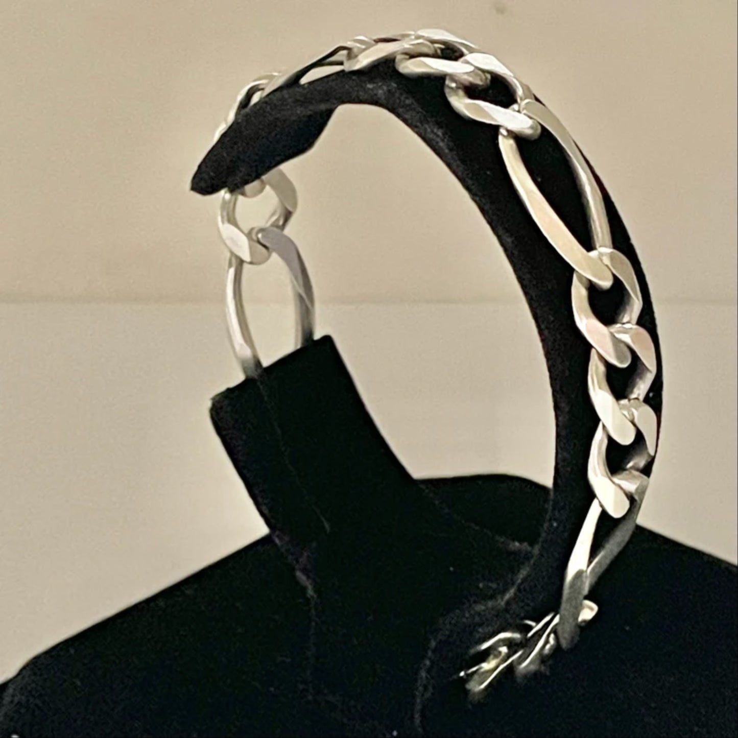 Solid 925 Sterling Silver Figaro Link Chain Bracelet Handmade Italy 8"