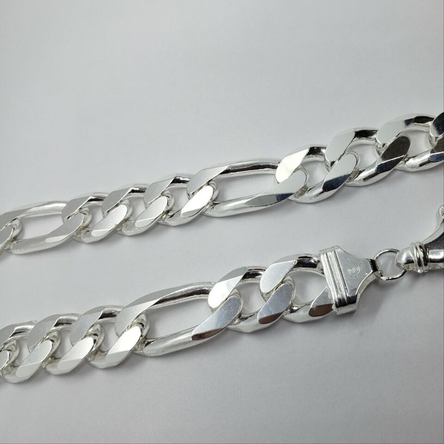 925 Solid Sterling Silver Figaro Chain Necklace HEAVY 24" 9mm