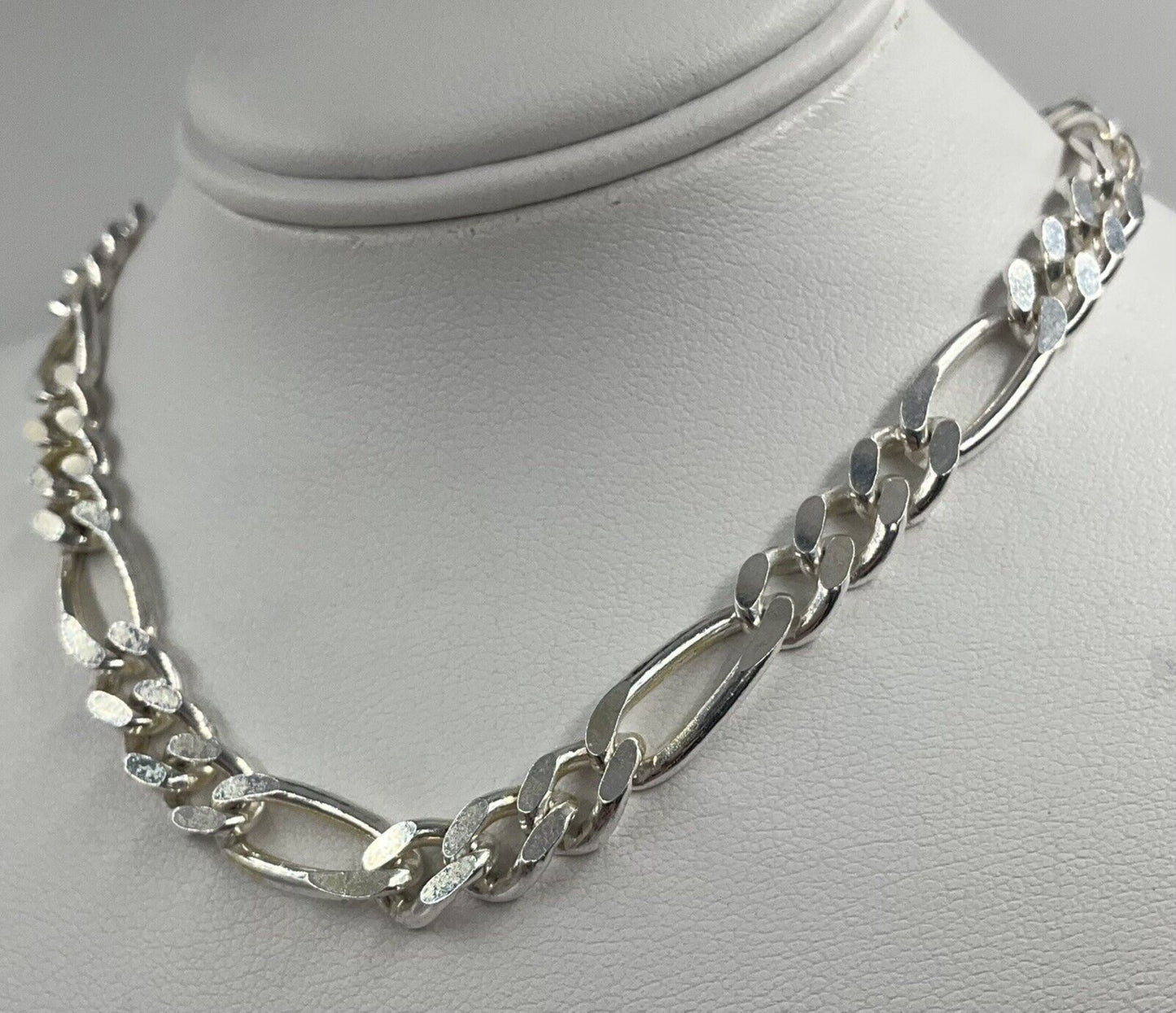 Silver Thick heavy Chain Necklace Choker Mens Chain Cuban Figaro 9mm Starling Silver Mens Silver Curb Jewelry