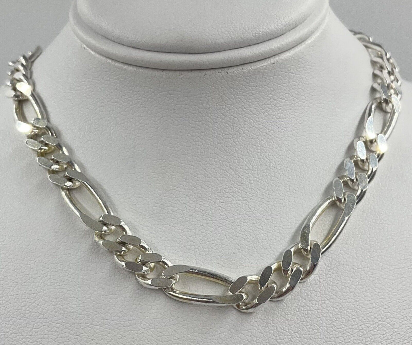 Silver Thick heavy Chain Necklace Choker Mens Chain Cuban Figaro 9mm Starling Silver Mens Silver Curb Jewelry