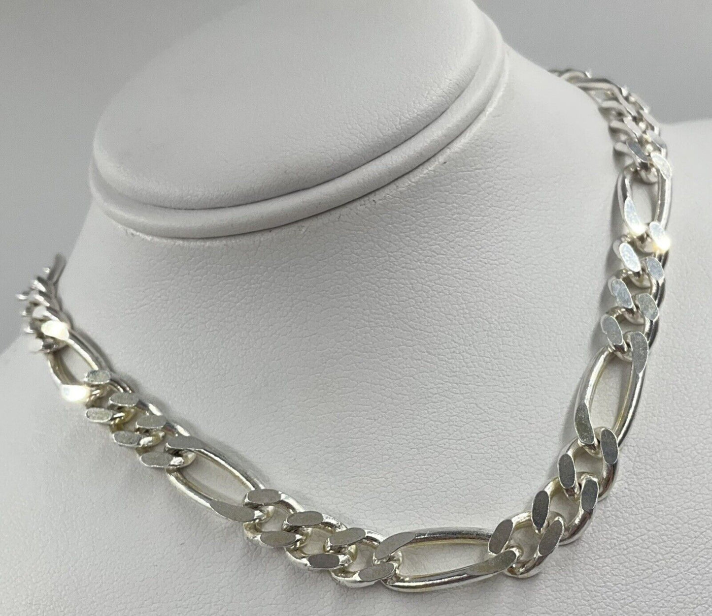 Silver Thick heavy Chain Necklace Choker Mens Chain Cuban Figaro 9mm Starling Silver Mens Silver Curb Jewelry