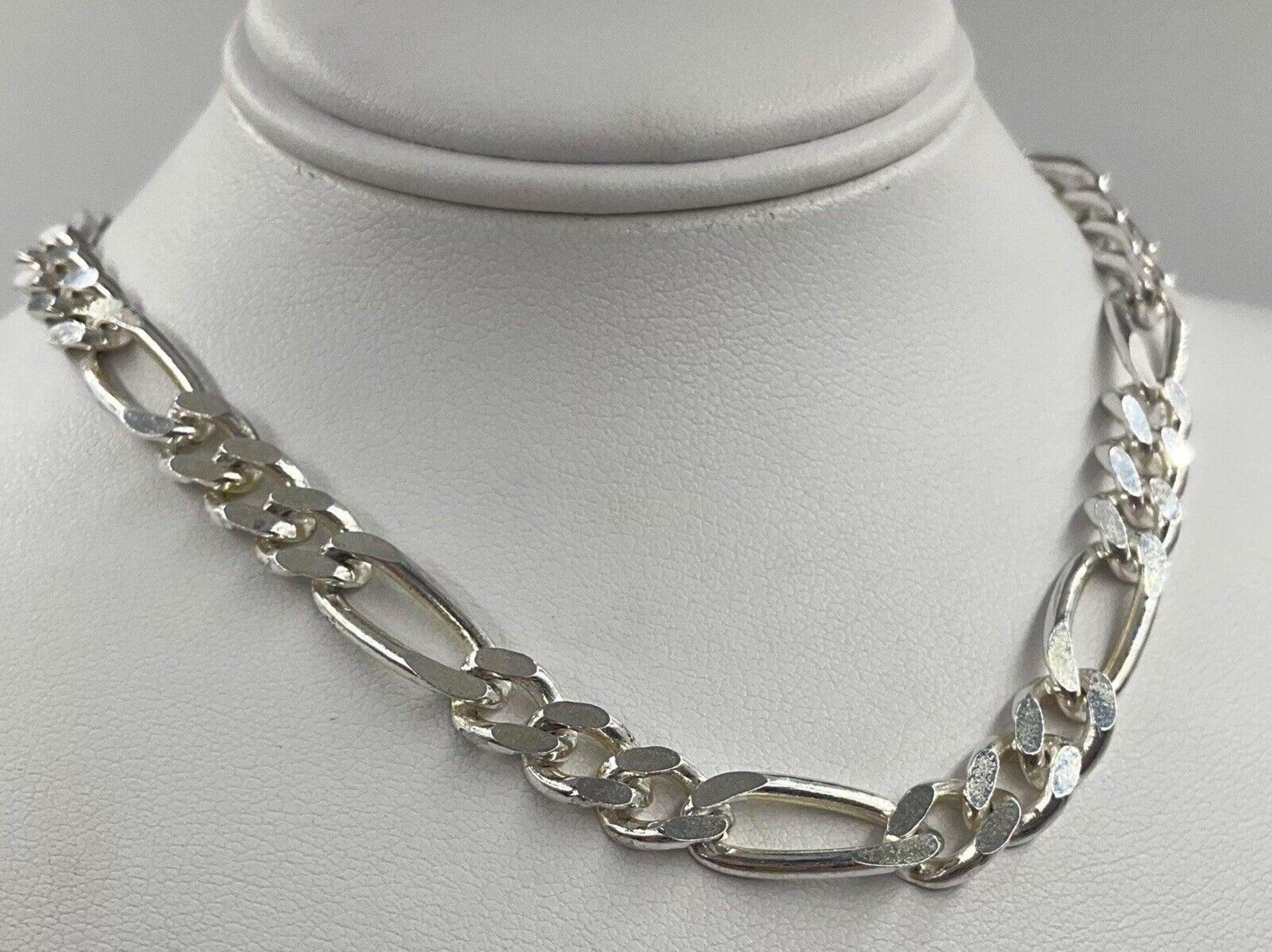 Silver Thick heavy Chain Necklace Choker Mens Chain Cuban Figaro