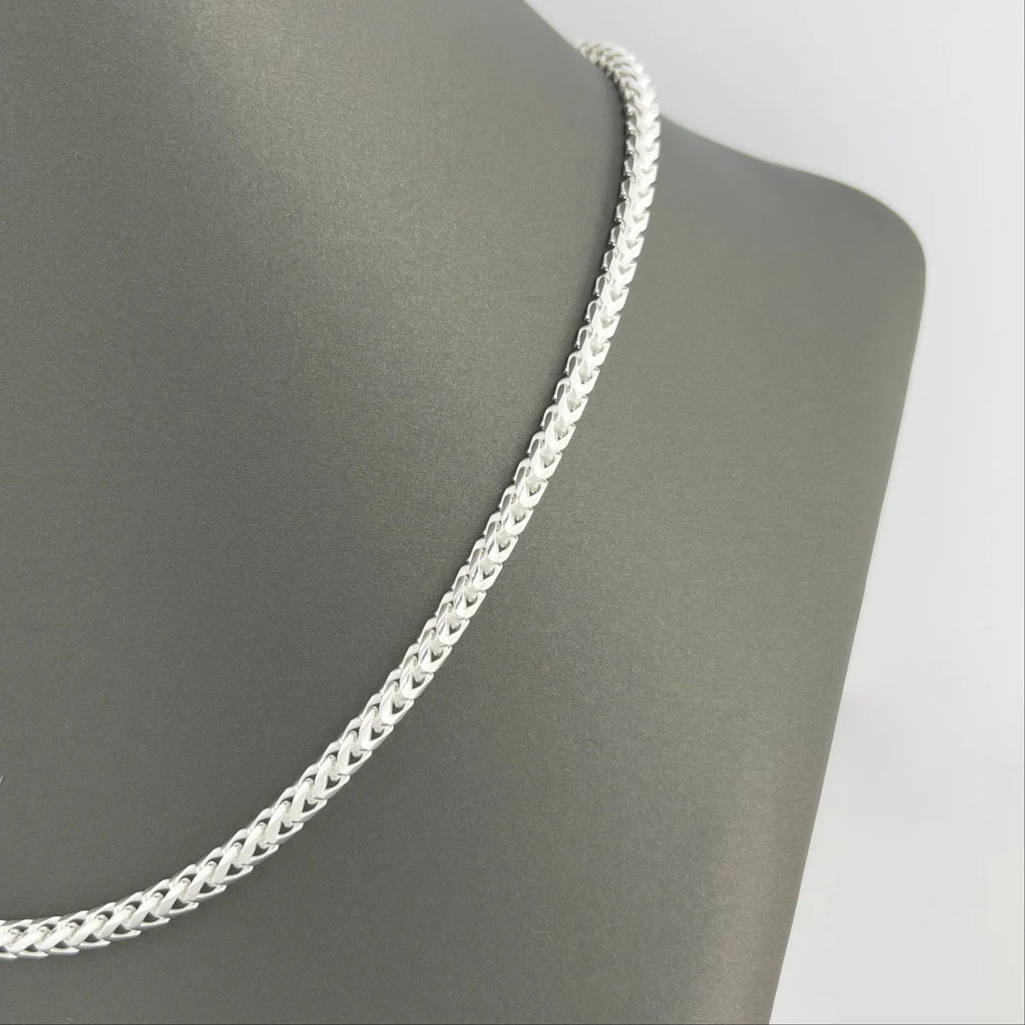 Italian Sterling Silver Franco Chain Necklace 925 Made in Italy 3mm