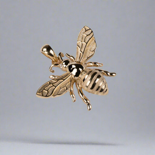 Diamond Bee Necklace-Gold Bee Necklace-Gold Bee Pendant-Gold Bee Charm-Gold Bee Jewelry-Solid Gold Bee Charm-14k White Gold Bee-Fine Jewelry Bees
