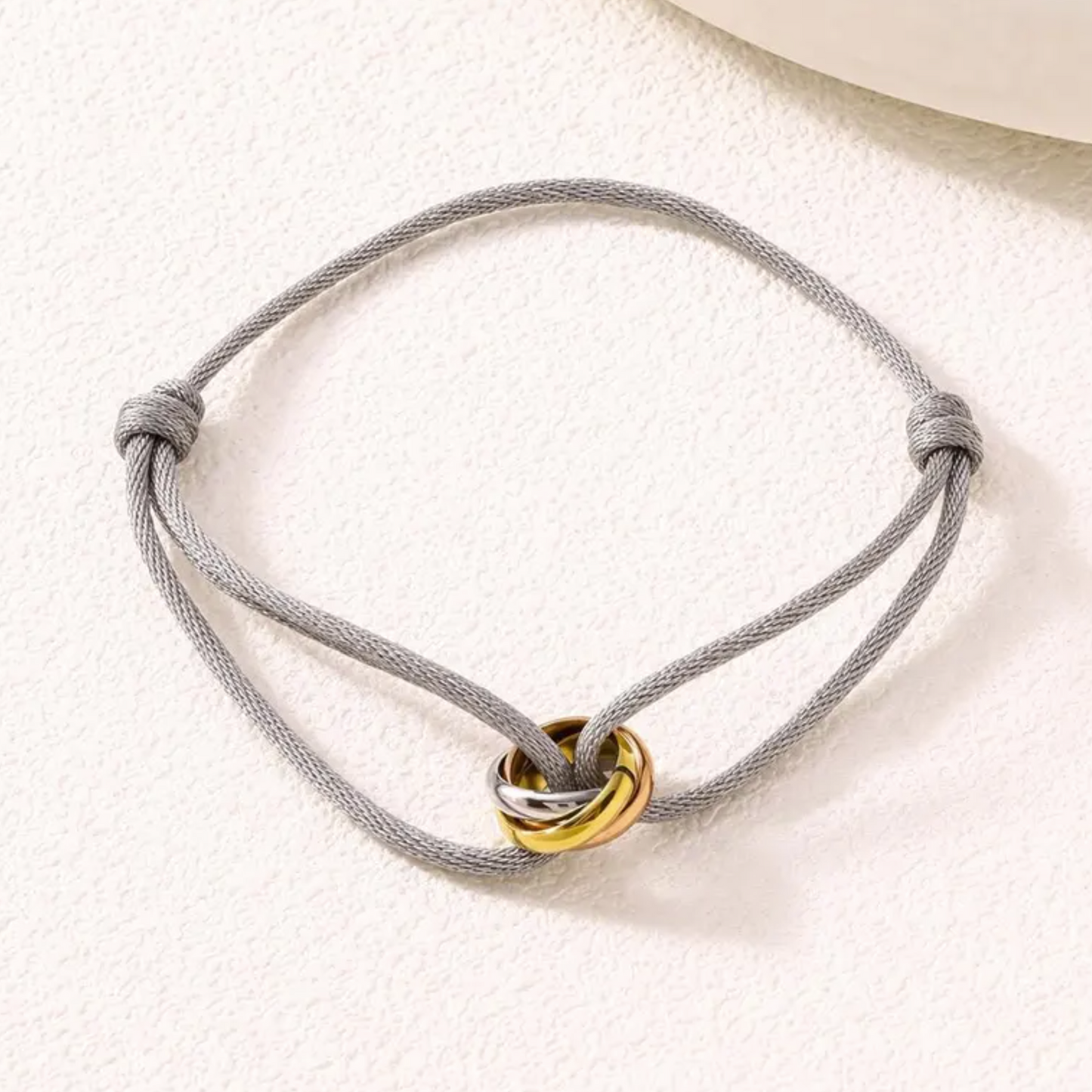 Men's Real Solid Gold 18k Charm Adjustable Cord Bracelet