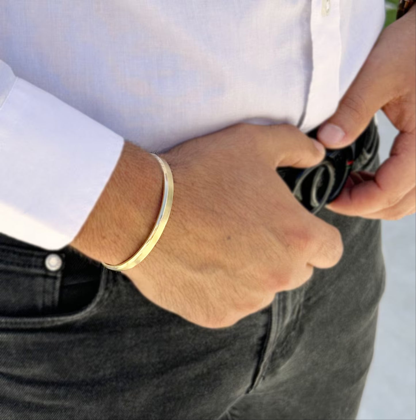10k Gold Finish Cuff Bracelet 8mm