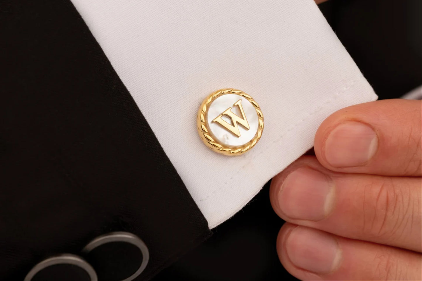 14k Gold Initials Cufflinks - Custom Cufflinks Groom