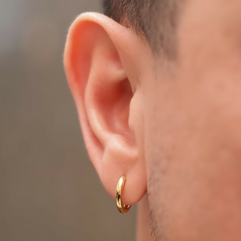 18k gold hoop earrings men's