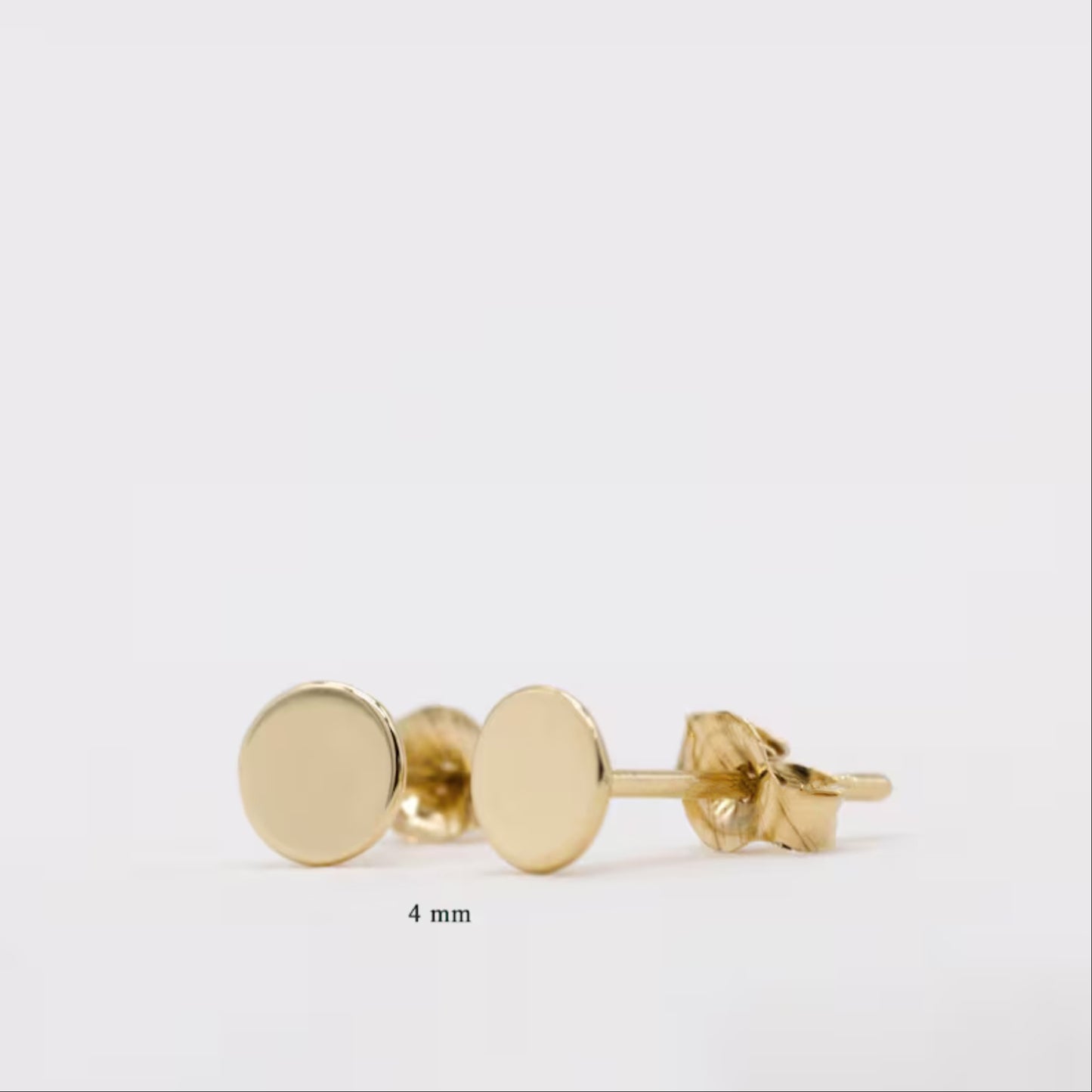 Mens 18K Solid Gold Tiny Flat Circle Disc Dot Stud Earrings