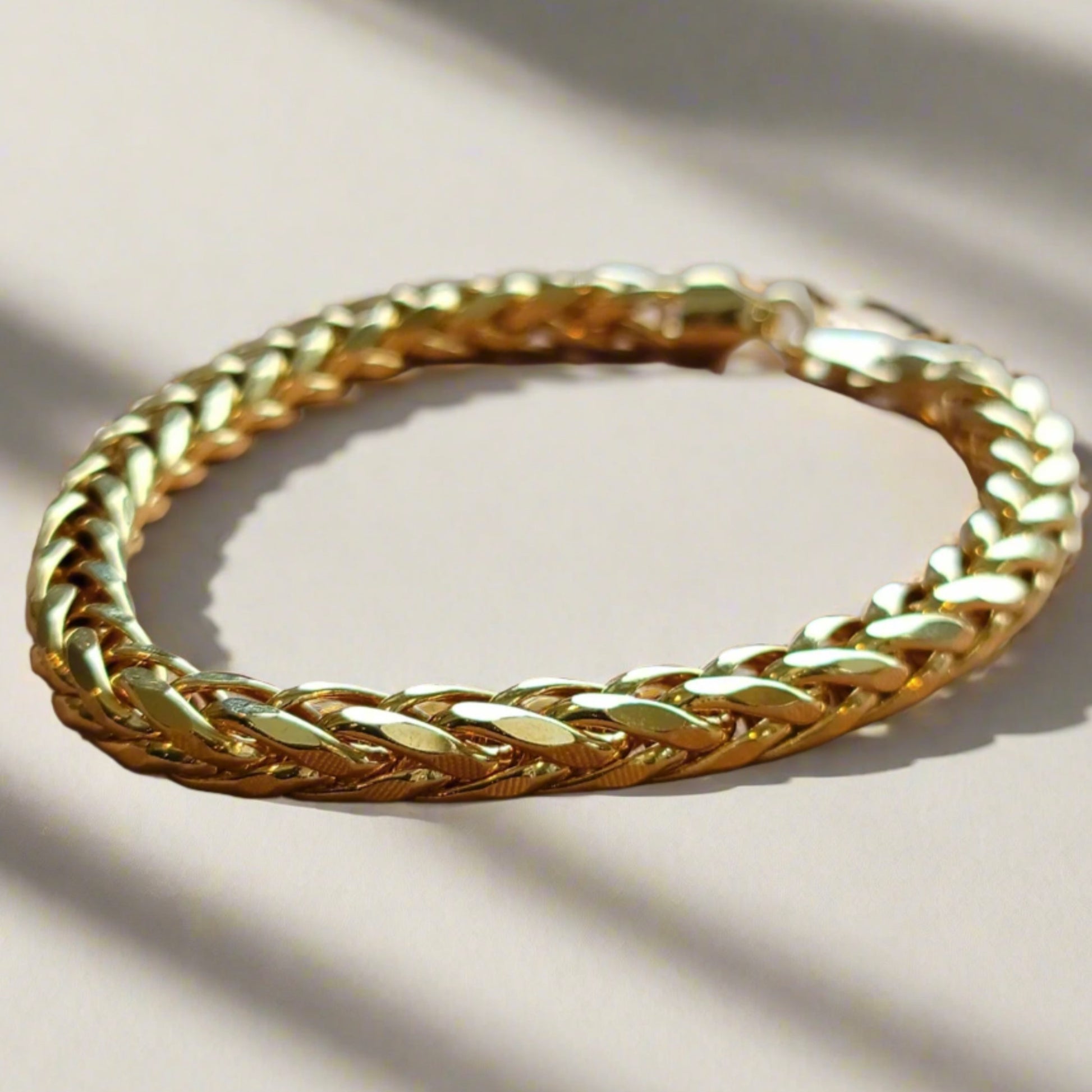 18K Solid Gold Mesh Bracelet, Real 18K Yellow Gold Round Mesh Link Bracelet