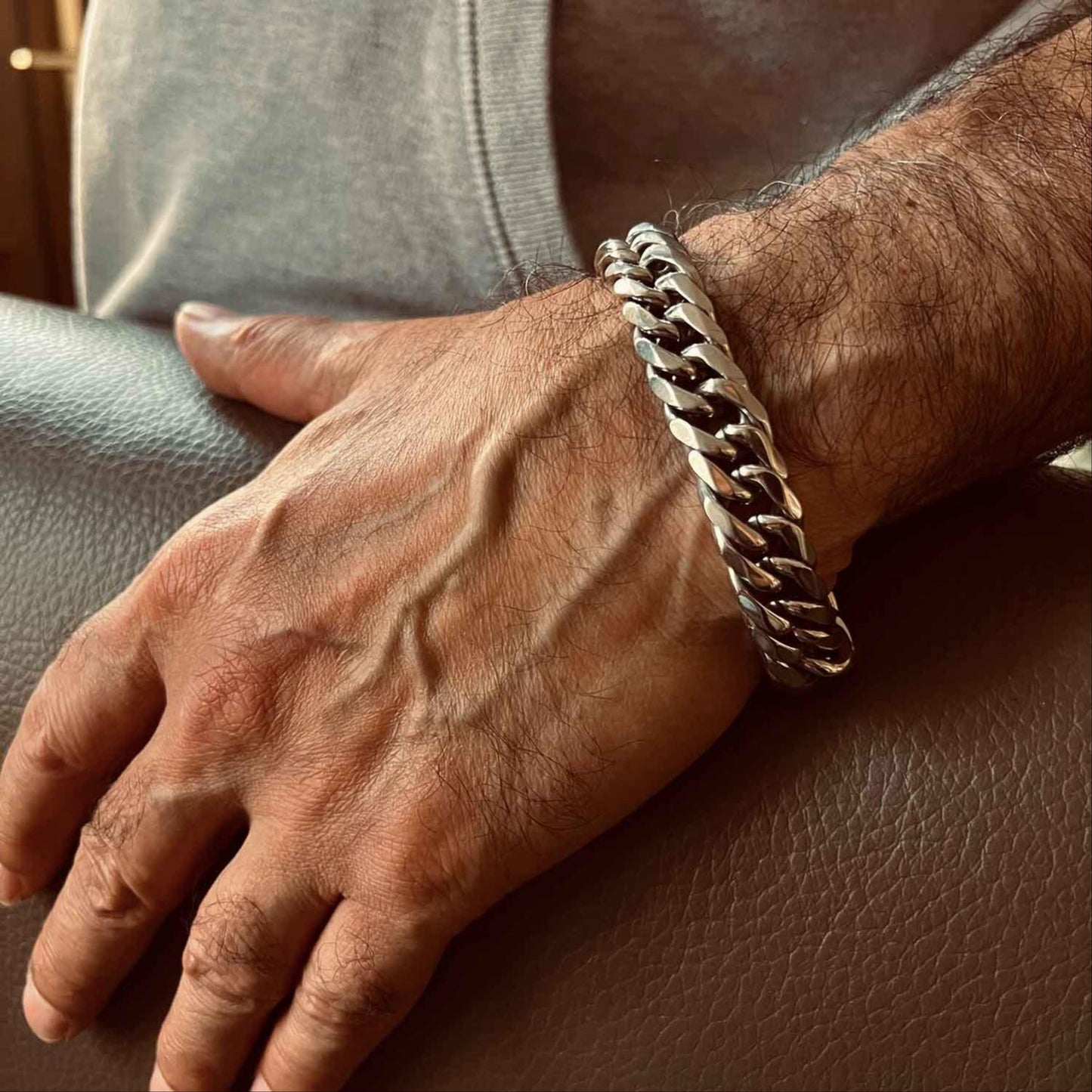heavy 925 silver men bracelet CU7S