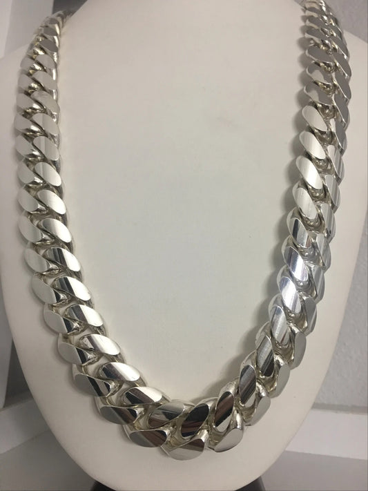 925 Silber Schwere Kette Halskette Männer Cuban Link KEINE VERSCHLUSS