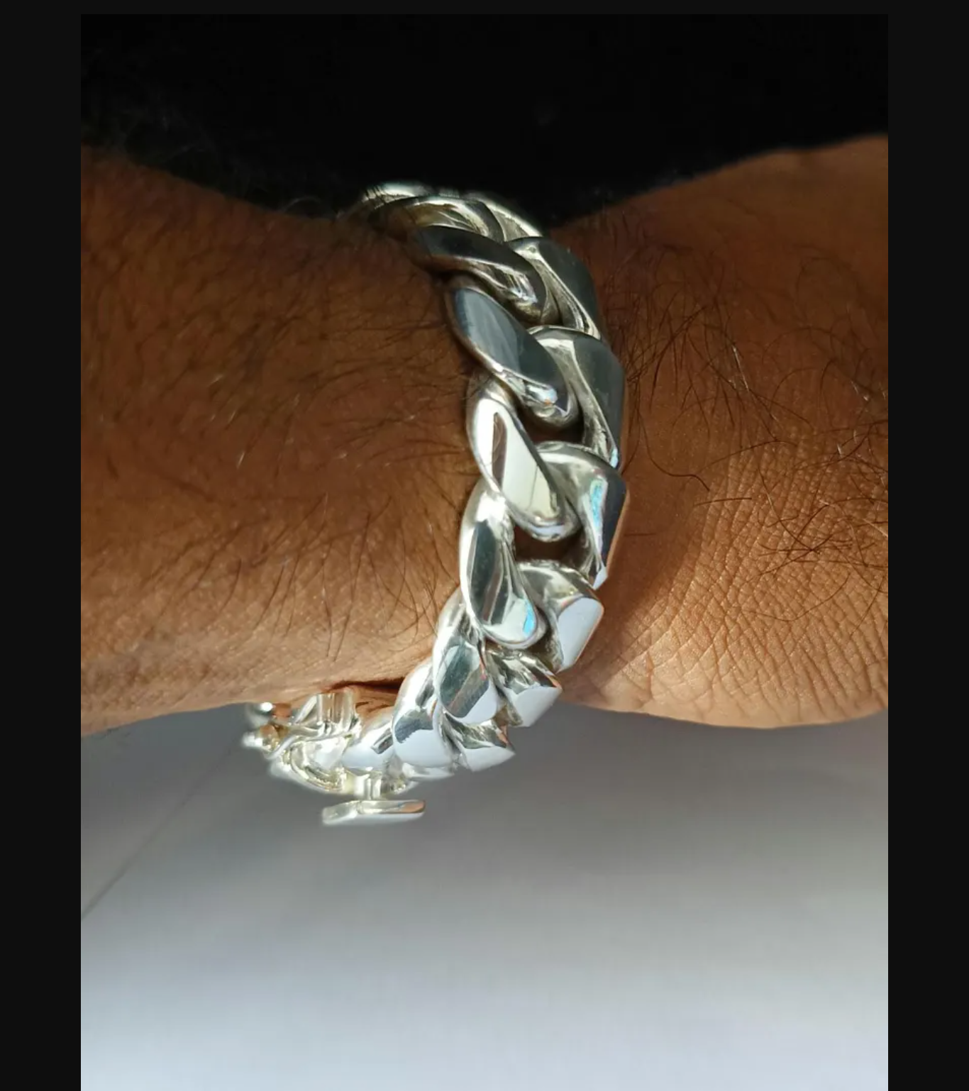 Box Clasp 925 Sterling Silver Curb Link Bracelet Men's