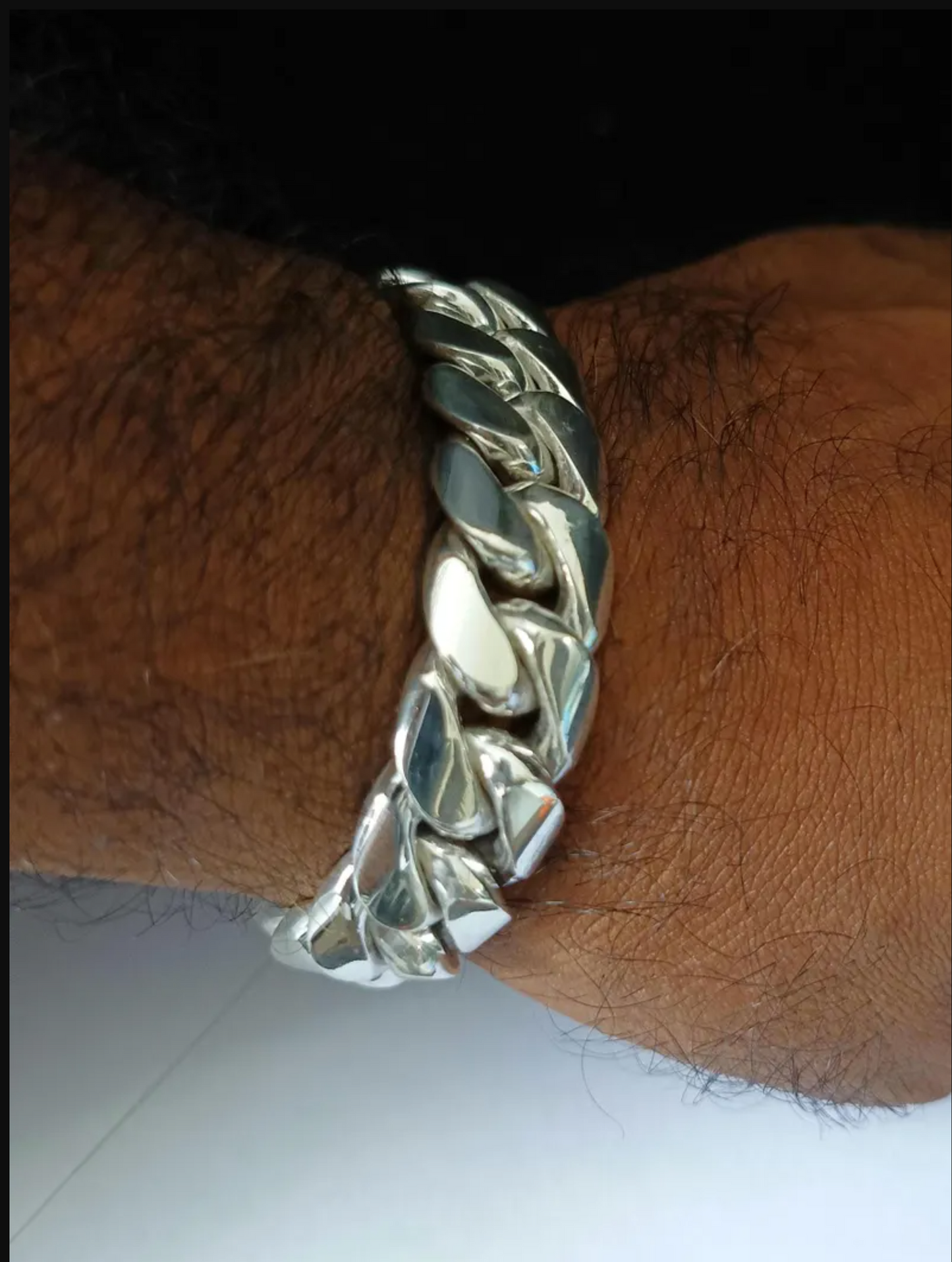 Box Clasp 925 Sterling Silver Curb Link Bracelet Men's
