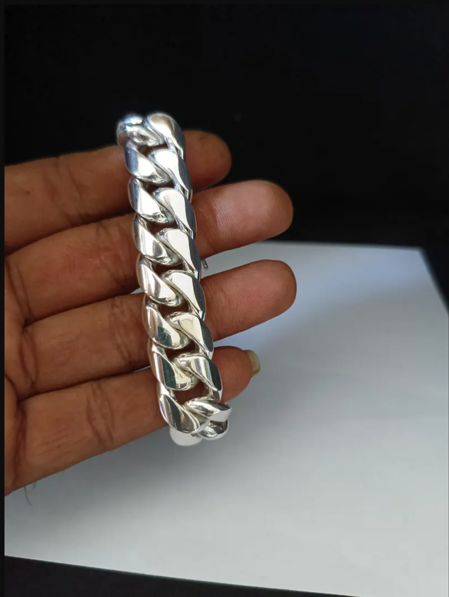 Box Clasp 925 Sterling Silver Curb Link Bracelet Men's