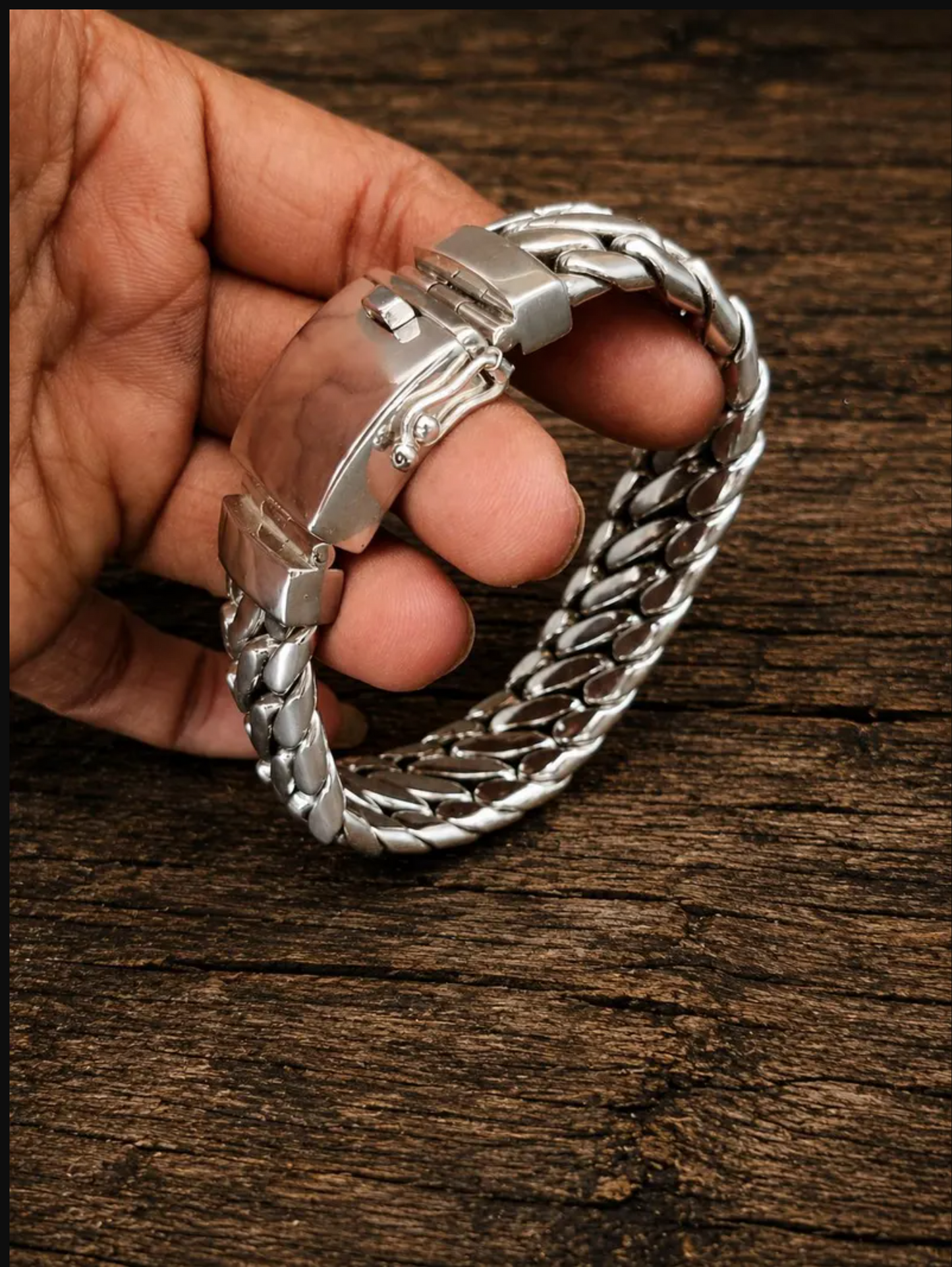 Heavy bracelet snake men's 925 sterling silver