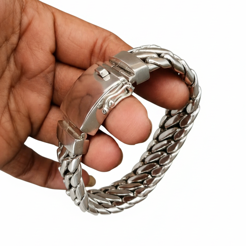 heavy snake silver bracelet