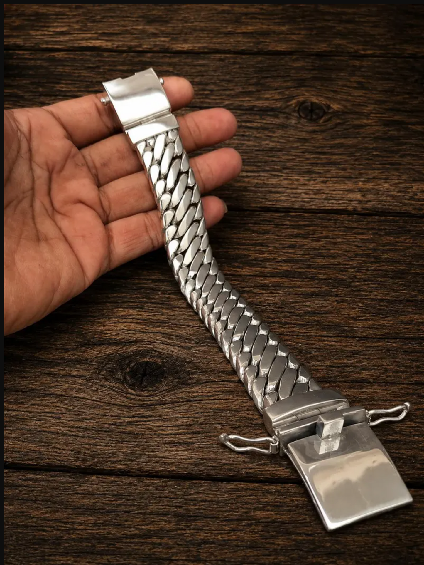 Heavy bracelet snake men's 925 sterling silver