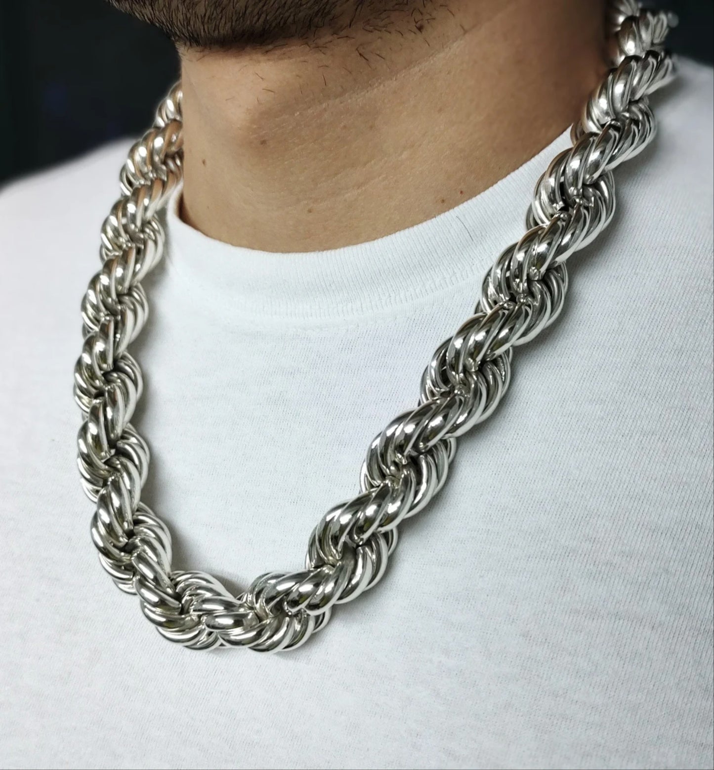 925 Sterling Silver Chunky Rope Necklace