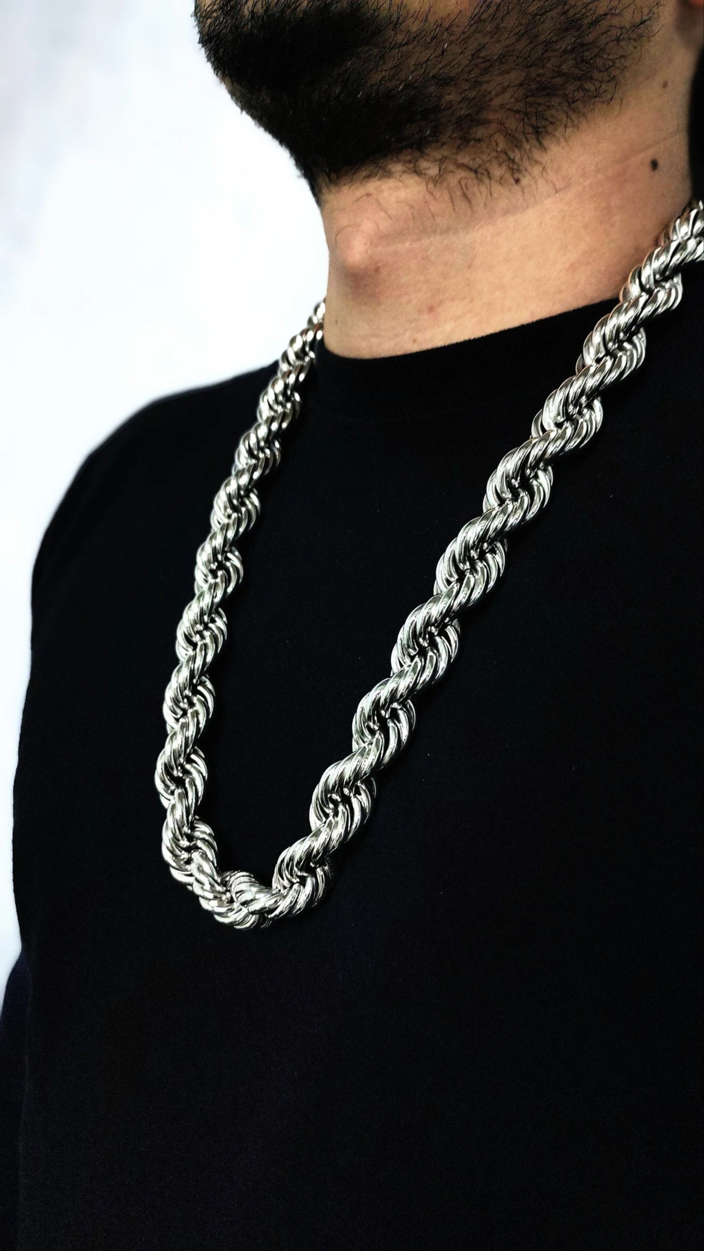 925 Sterling Silver Chunky Rope Necklace