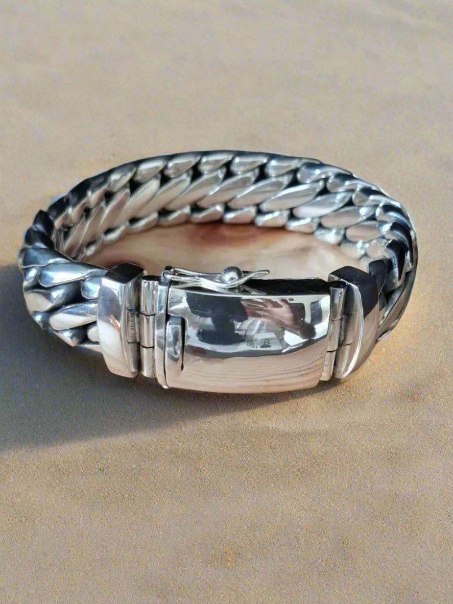 925 silver heavy biker bracelet