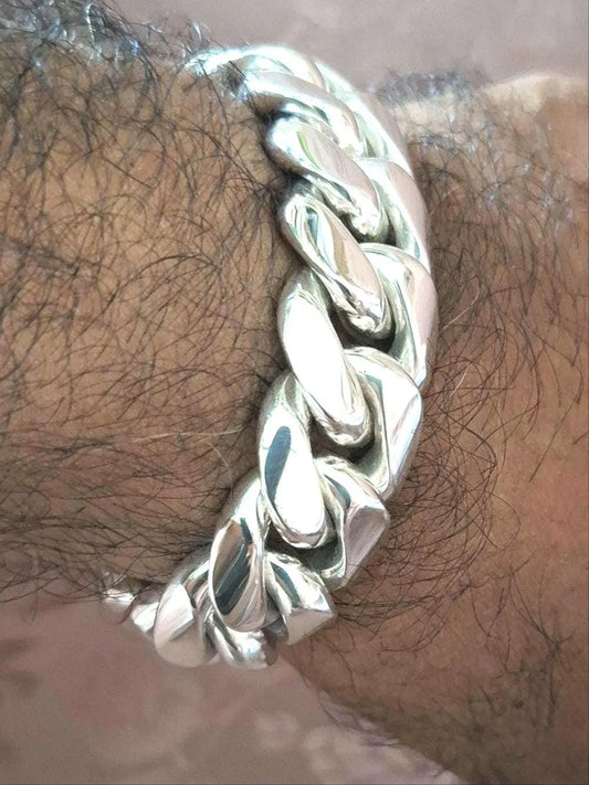 9" 200g Men's Heavy Biker Bracelet, Cuban Curb Chain Link Bracelet, Mens Sterling Silver Bracelet, Solid Sterling Silver 925 Bracelet