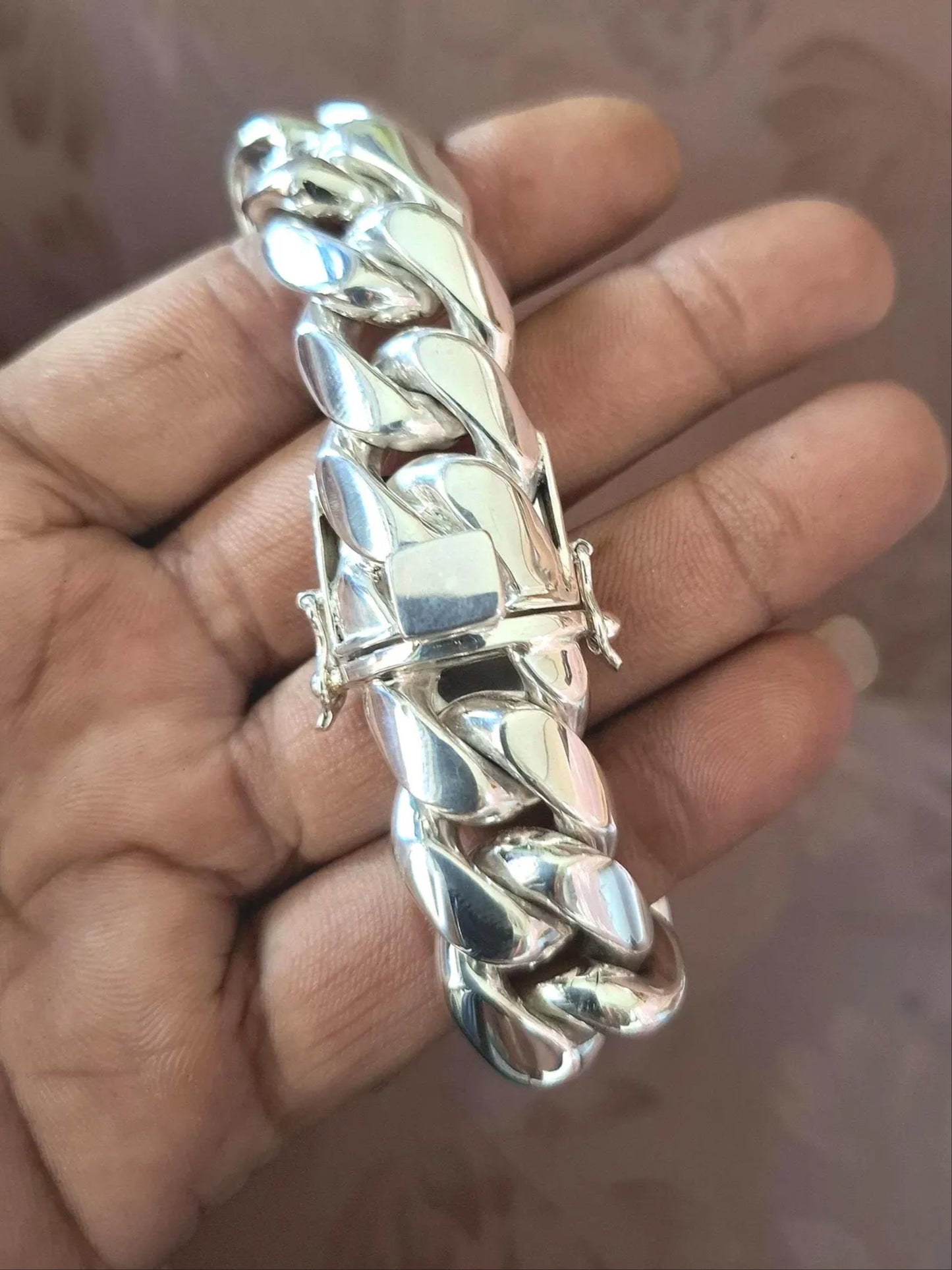 9" 200g Men's Heavy Biker Bracelet, Cuban Curb Chain Link Bracelet, Mens Sterling Silver Bracelet, Solid Sterling Silver 925 Bracelet