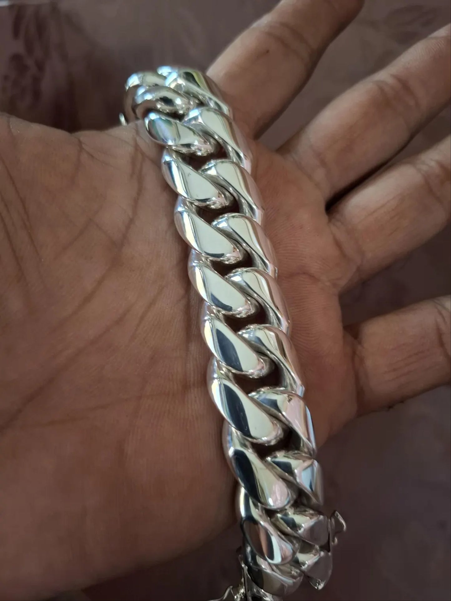 9" 200g Men's Heavy Biker Bracelet, Cuban Curb Chain Link Bracelet, Mens Sterling Silver Bracelet, Solid Sterling Silver 925 Bracelet