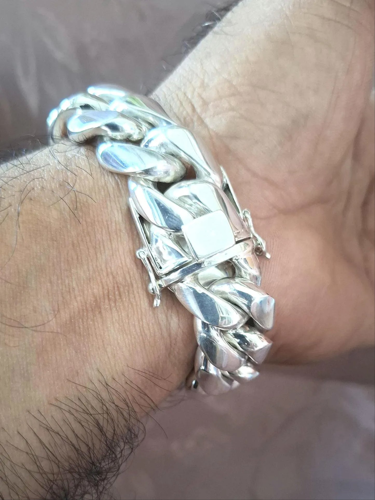 9" 200g Men's Heavy Biker Bracelet, Cuban Curb Chain Link Bracelet, Mens Sterling Silver Bracelet, Solid Sterling Silver 925 Bracelet
