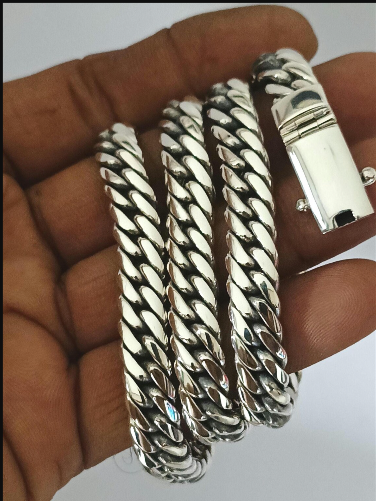 925 Sterlling Silver Heavy Curb Link Chain Necklace Men's