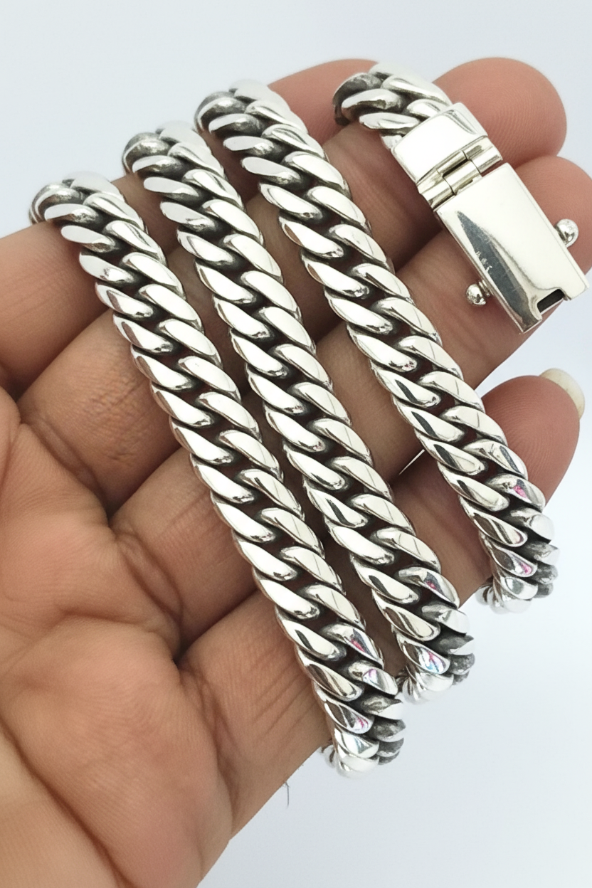 heavy silver curb link chain necklace