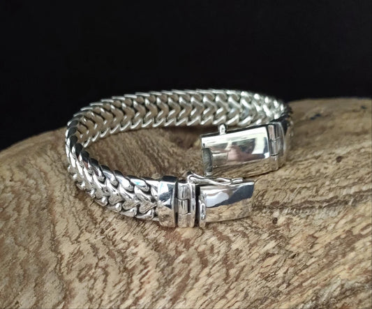 925 Sterling Silver heavy solid bracelet 15mm