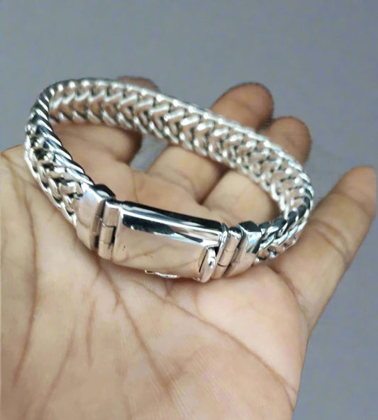 Luxury Men’s Heavy Curb Chain Bracelet – Real 925 Silver
