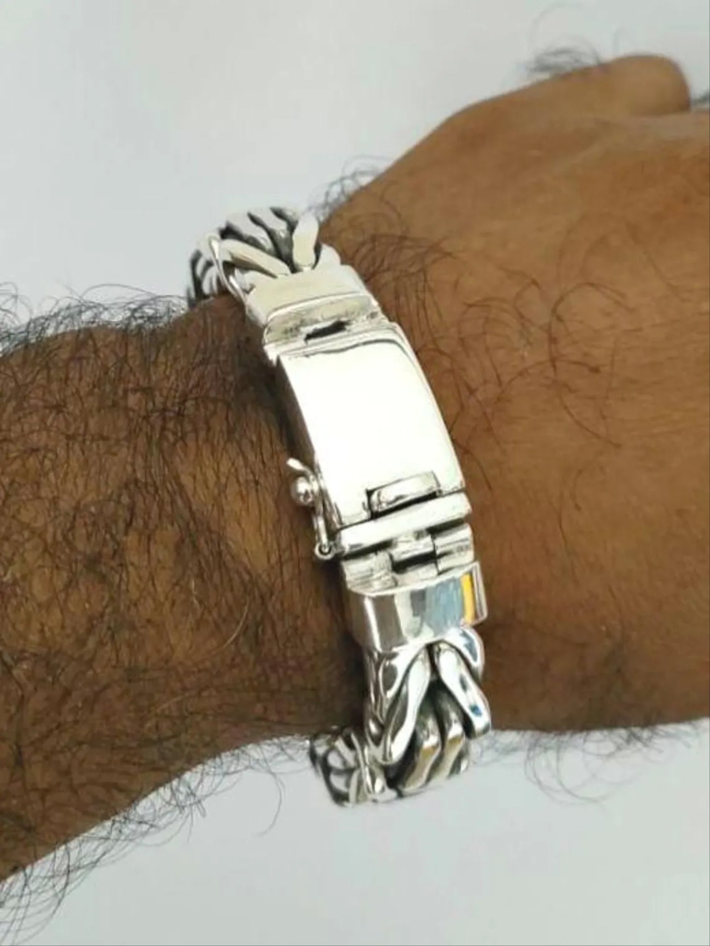 Real 925 Silver Solid Bracelet Men 14mm
