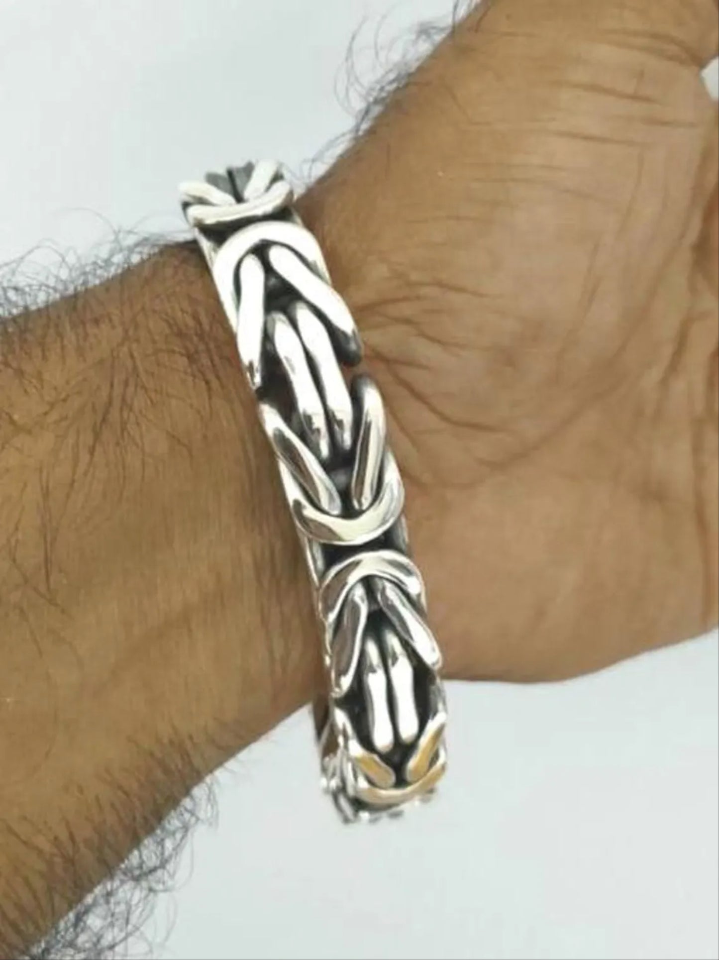 Real 925 Silver Solid Bracelet Men 14mm