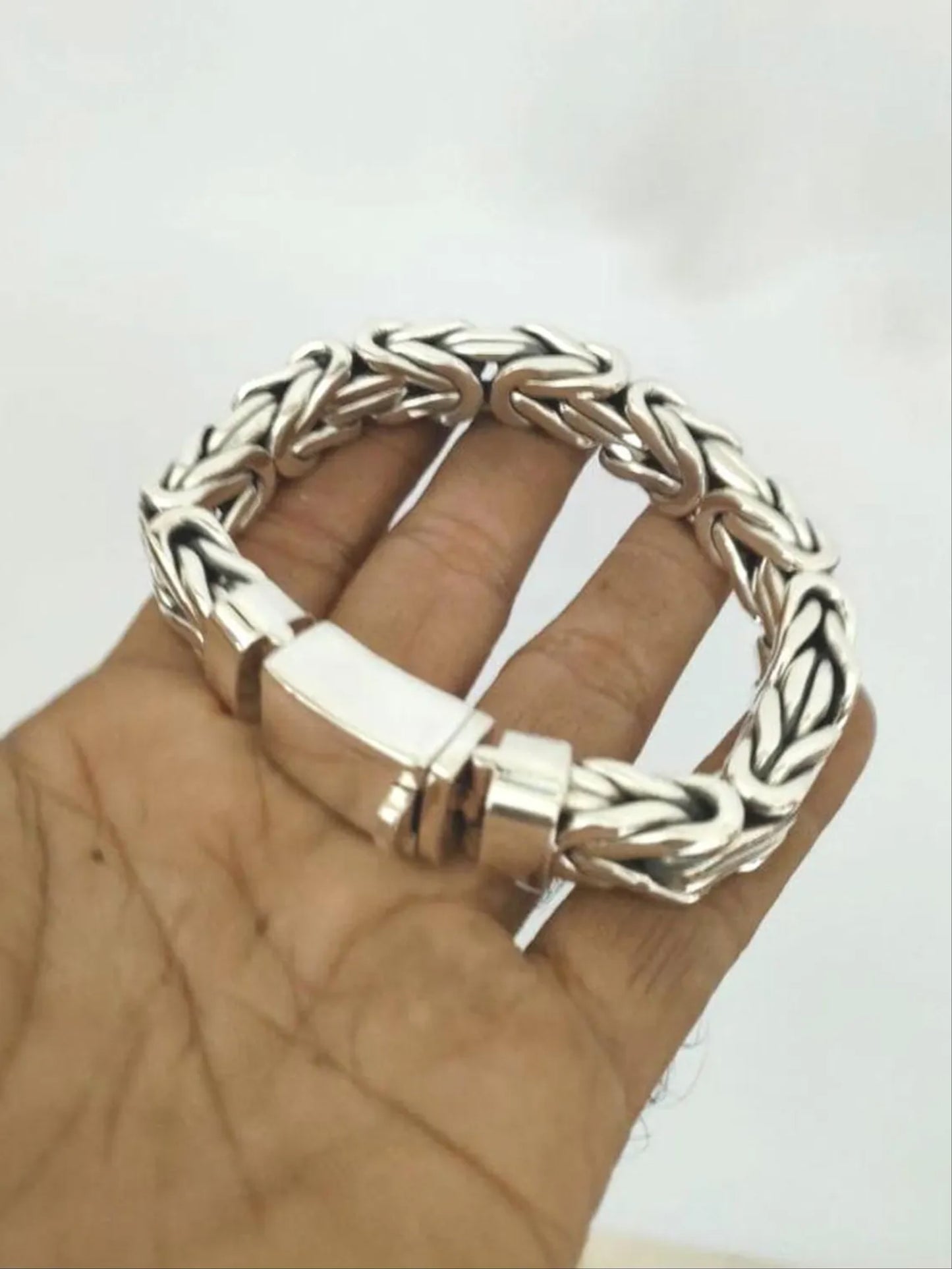 Real 925 Silver Solid Bracelet Men 14mm