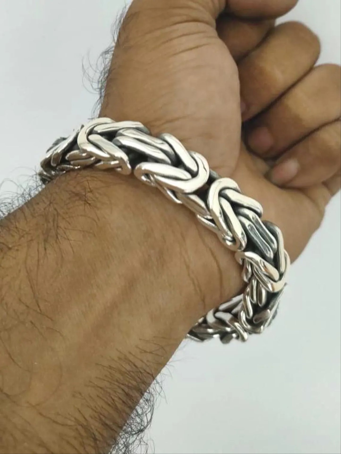Heavy 925 Sterling Silver Byzantine Bracelet