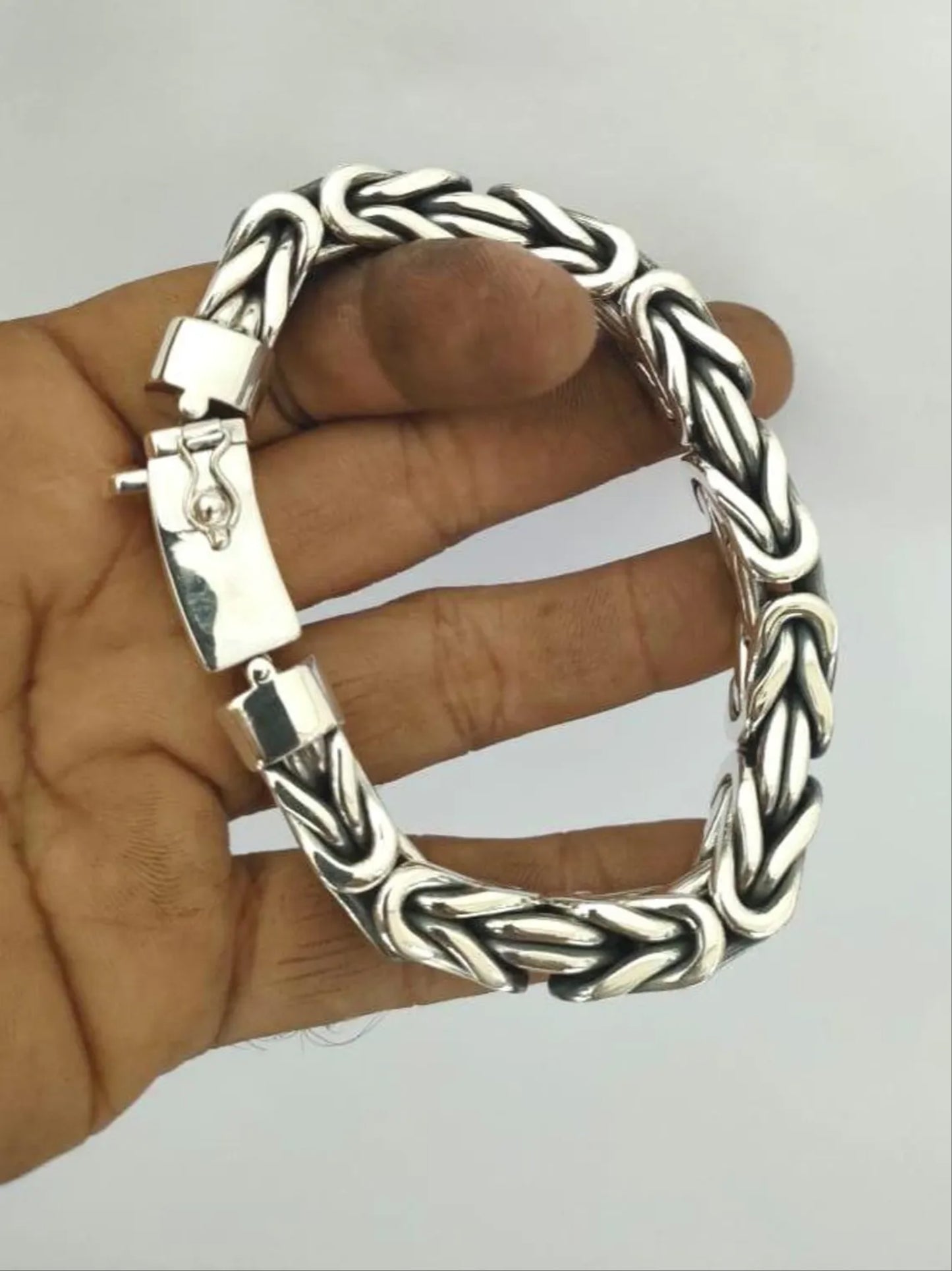 Real 925 Silver Solid Bracelet Men 14mm