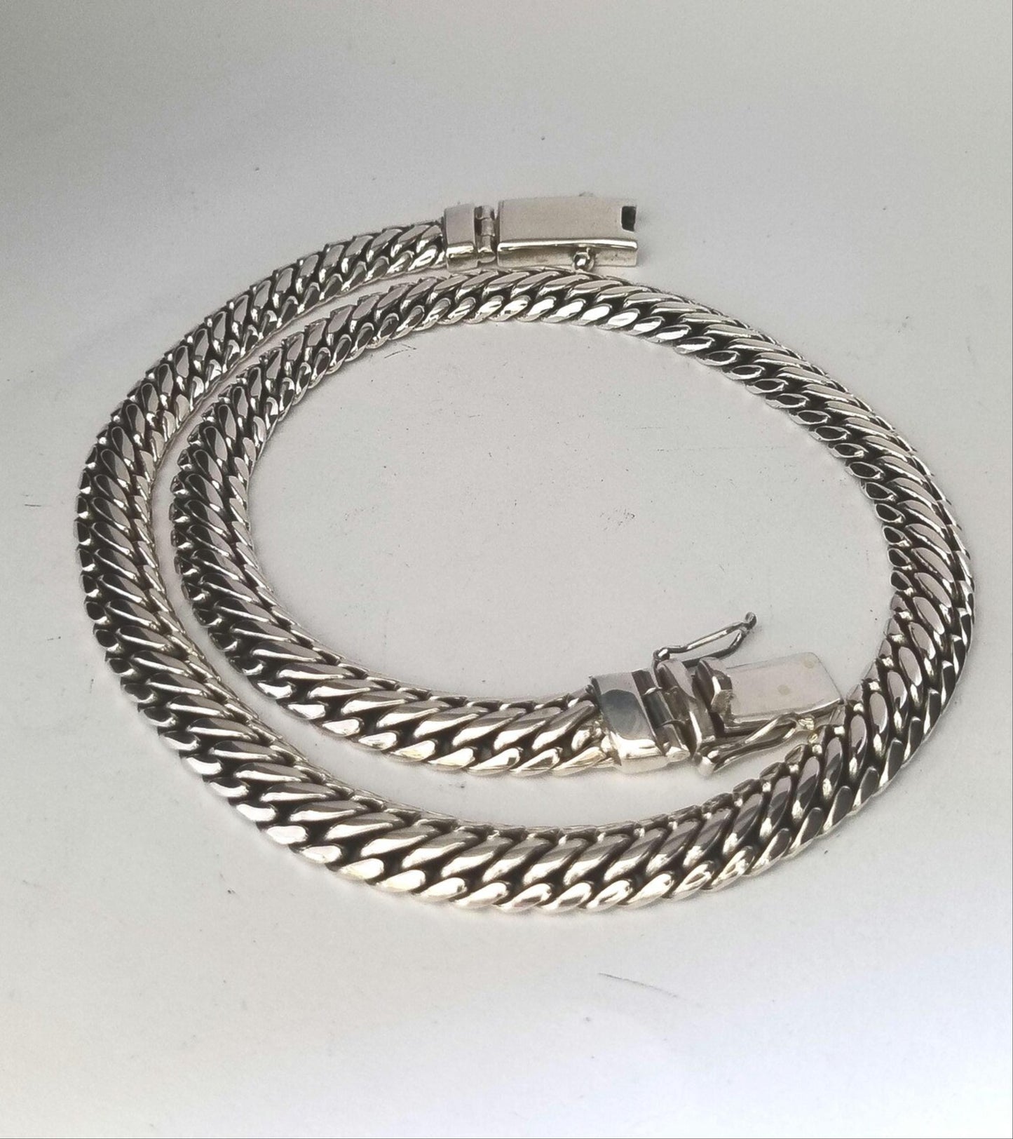 22" Very Heavy Artisan Crafted Wrapped Link 925 Sterling Silver Chain Necklace 150.05 Grams