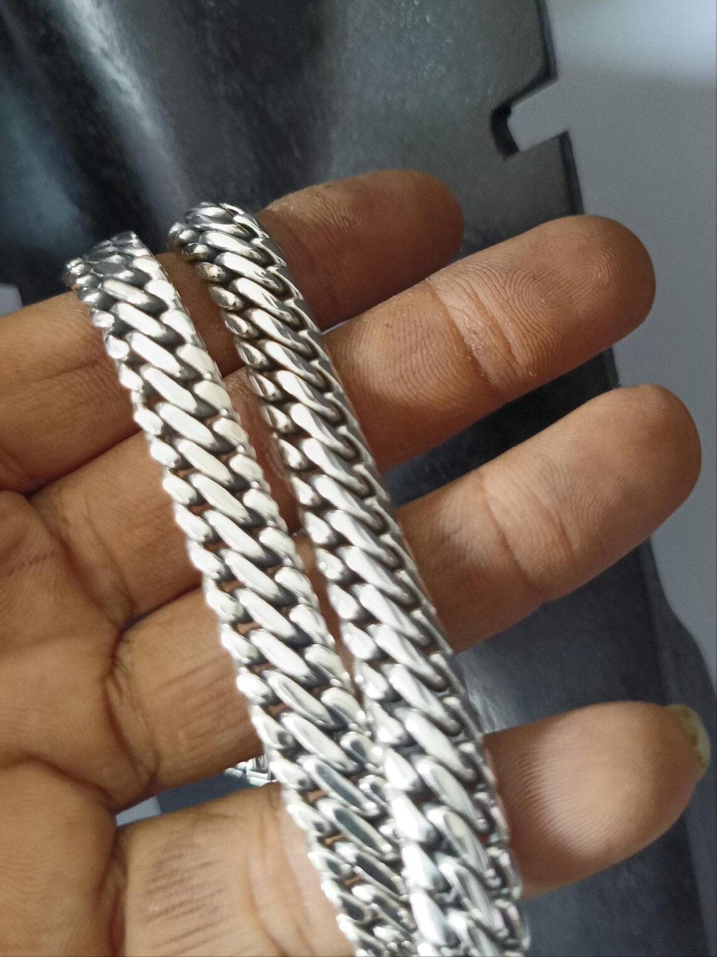 22" Very Heavy Artisan Crafted Wrapped Link 925 Sterling Silver Chain Necklace 150.05 Grams
